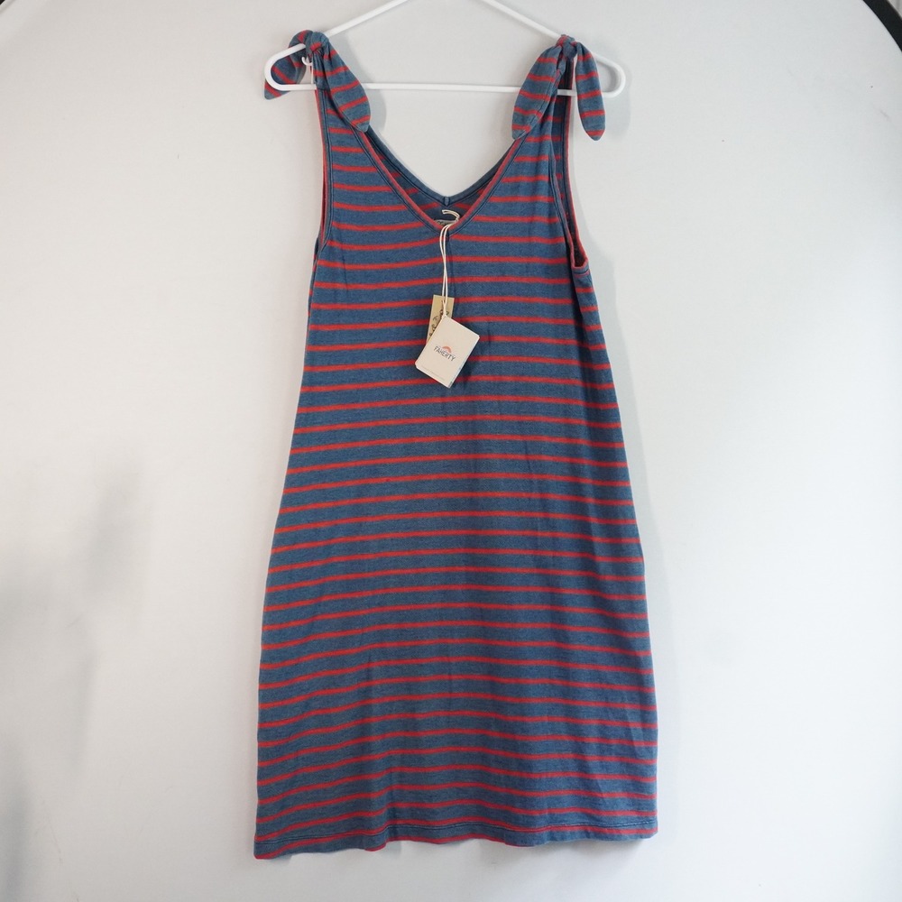 Faherty Florence Dress XS Indigo Dyed Brenton Stripe Tie Strap Sleeveless‎ NWT